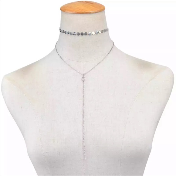 NWT  Multilayer Sequins Rhinestone Necklace - Picture 3 of 4